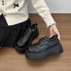 Korean Version of Retro British Style Muffin Platform Small Leather Shoes Women's 2025 Autumn New Versatile Skirt Lace-up Single Shoes