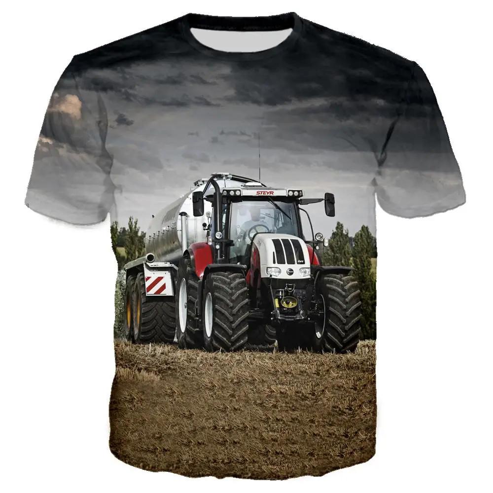 Cool Tractor Pattern 3D Printed T-shirt Fashionable Men's Comfortable Casual O-neck Top Summer Outdoor Sports Fun Short Sleeved Clothing