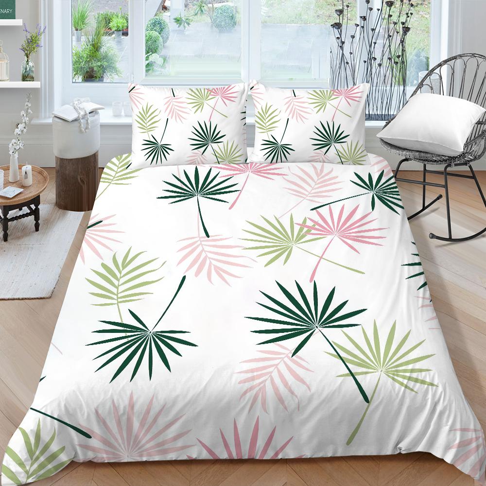 Домашний комплект постельного белья с листьями растений, пододеяльник, наволочка, домашний комплект постельного белья, полный размер, односпальная/двуспальная кровать, украшение дома
