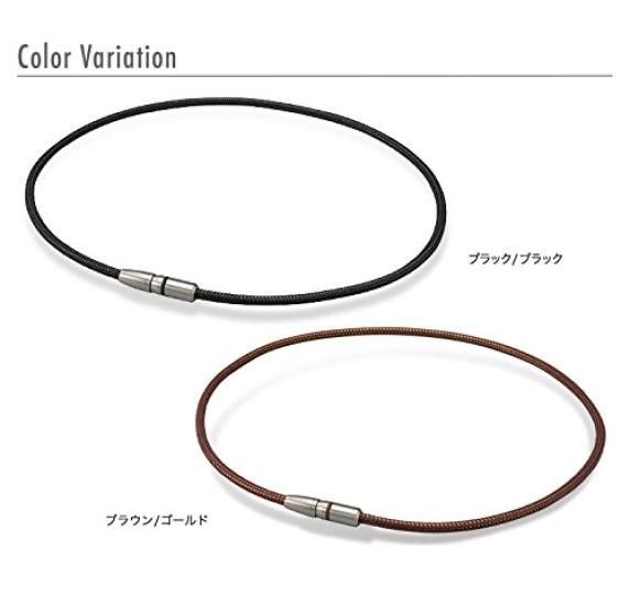 Phiten RAKUWA Magnetic Titanium Necklace BULLET 50cm Stiff Shoulders and Shoulder Relief Blood Men Black/Black [Improves/Relieves Neck] [Stiff Goods]