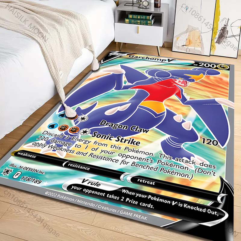 Ковер с принтом карточки Pokémon Garchomp разных размеров для гостиной, спальни, детской комнаты, домашнего декора, ковер для зоны, накидка на диван, прихожая, игровой коврик