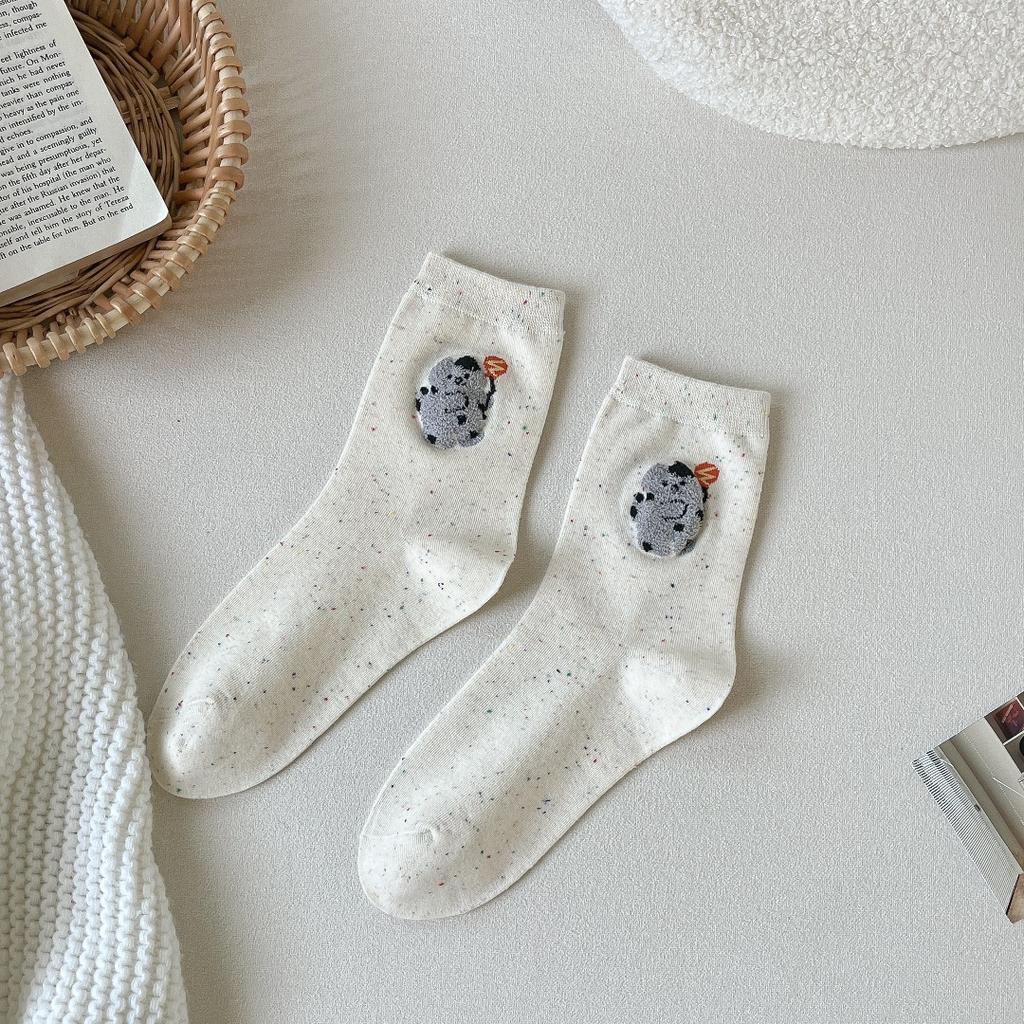 Wind Women'S Socks Idea Yarn Cute Cartoon Small Animal Mori College Wind Women'S Cotton Socks Medium Tube Socks