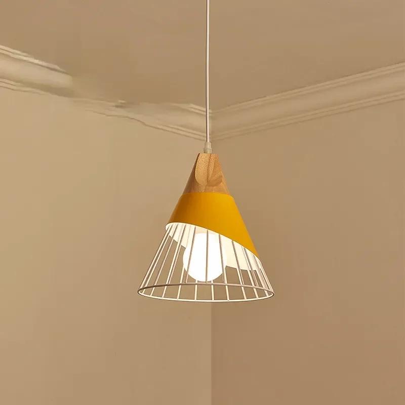 Многоцветная люстра из дерева для кафе и ресторана, подвесные светильники из железа, подвесной светильник E27, скандинавский современный домашний декор, бытовая техника