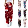 Женские спортивные штаны с высокой талией, рождественским принтом, карманами, затягивающимися на шнурок