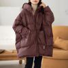 Women White Duck Down Jacket Hooded Autumn Winter Warm Oversize Puffer Coat Casual Loose Thick Parkas Female Outwear
