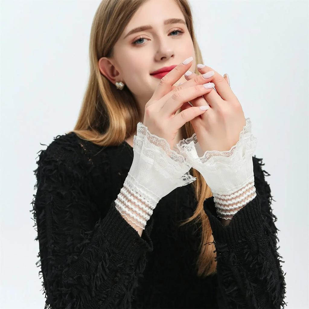 Women Fake Sleeves Detachable Cuffs False Cuffs Sweater Blouse Horn Cuffs Wrist Warmers Summer Flare Sleeve Accessories