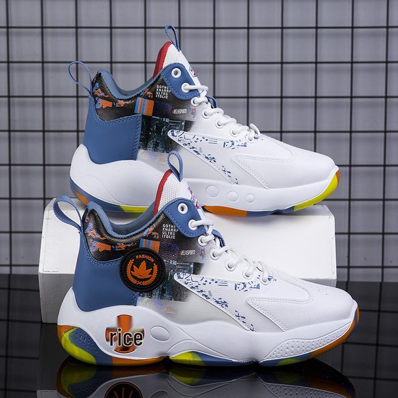 2025 Кожаные баскетбольные кроссовки с высоким верхом: Дышащая, всесезонная спортивная обувь для подростков и мужчин