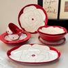 Красная Камелия Высококачественная Керамическая Посуда, Столовая Посуда, Сувенир, Свадебный Подарок, Новоселье, Набор Посуды для Нового Дома