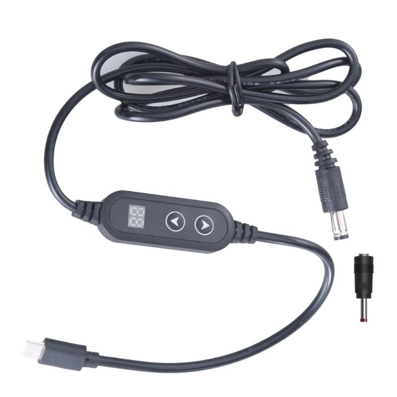 Регулируемое напряжение USB C на DC5525 Зарядный кабель с 1 наконечником для PD Быстрой зарядки 5V9V12V15V20V Выходной адаптер Шнур