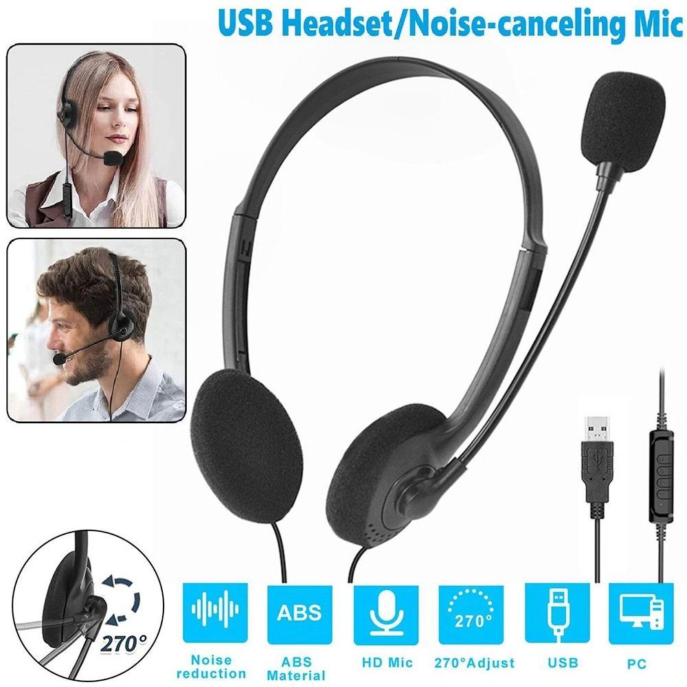 Stereo Sound USB Computer Headphone Noise Cancelling Gaming Headset  for Computer/Laptop Office
