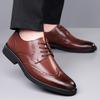 Fashion Men Business Leather Shoes Anti-slip Wearable Men's Leather Oxfords Shoes Comfort Wedding Office Breathable Pointed Casual Shoes