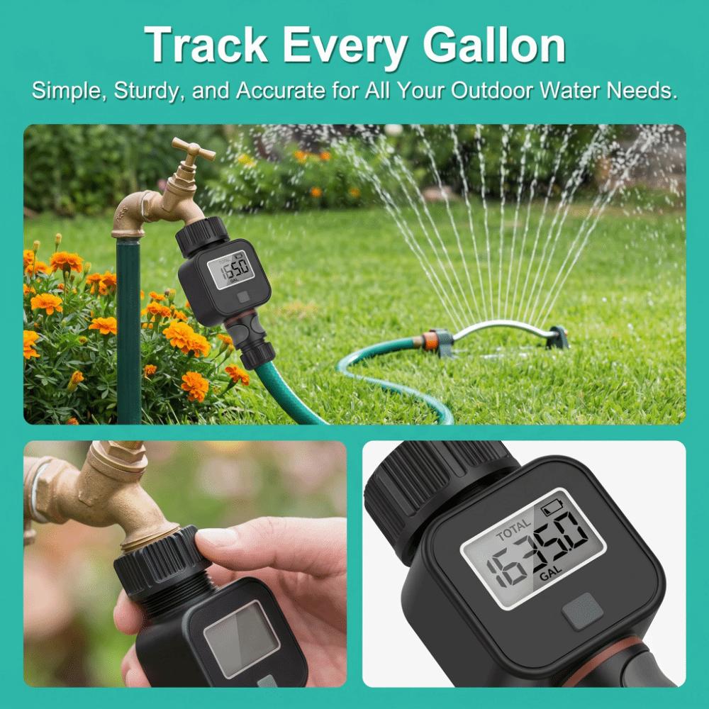 High Accuracy Digital Flowmeter Battery Powered Electronic Water Meter Water Flow Meter Garden