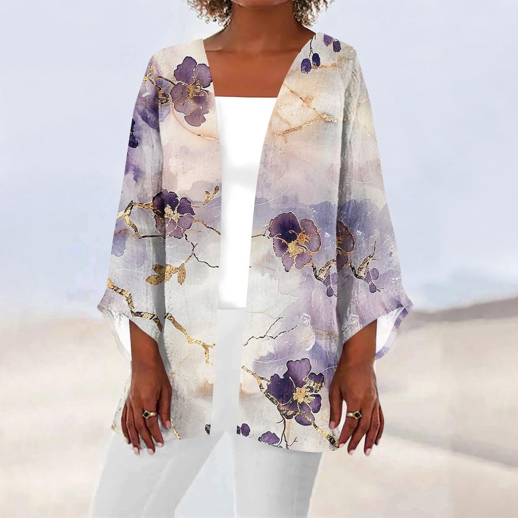 Женская повседневная модная легкая куртка средней длины с принтом, кардиган