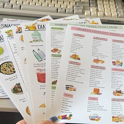 12 штук Список продуктов для диабетиков Список продуктов для диабетиков Пищевая таблица и планировщик питания для диабетиков 8x10 дюймов