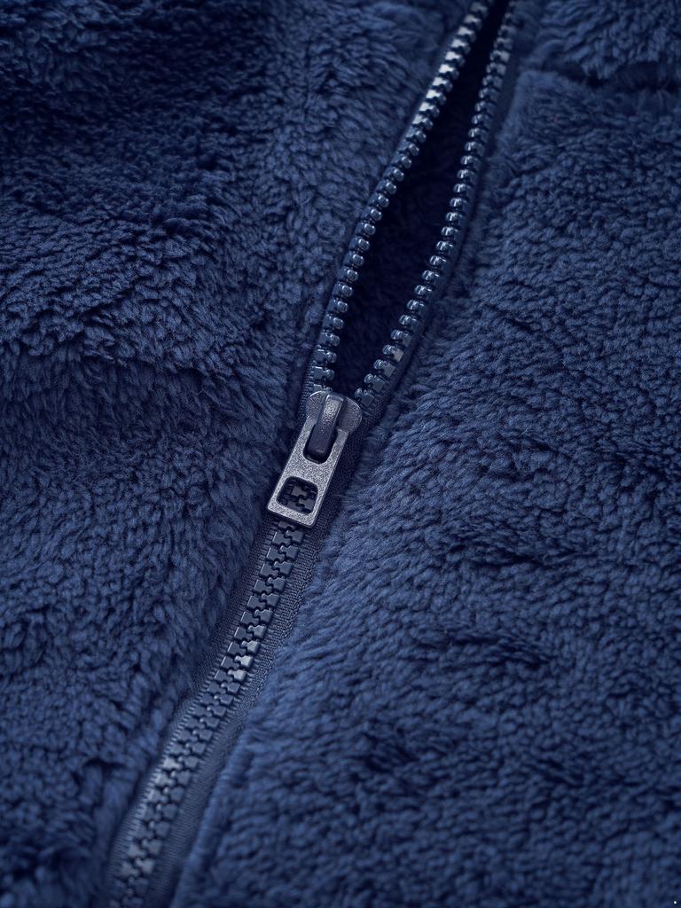 Унисекс Детская Повседневная Куртка с Длинным Рукавом, Воротником-стойкой, Мягким Плюшем, Застежкой-молнией, Карманами по Бокам, для Улицы