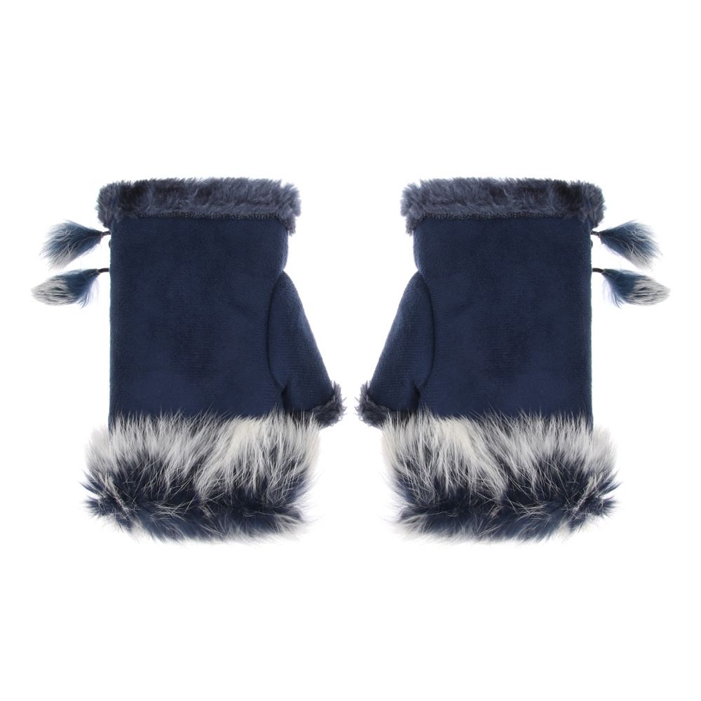 Fashion Soft Elastic Warm Mittens Thicken Warm Faux Rabbit Hair Gloves Fingerless