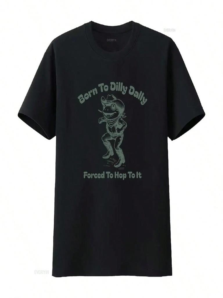 Born To Dilly Dally Frog T Shirt Funny Lover Vintage Retro Style Cute Western Cowboy Vintage Washed Unisex