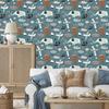 Wallpaper Elephants, planes and clouds in Scandinavian style 50x1000