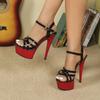 Women's Sexy Platform Sandals Knotted Model High Heels Thin Heel Sexy Black Waterproof 15cm Heel LFD-8661-Q4