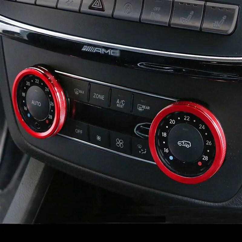Aluminium Alloy Car Air Conditioner Knob Ring Sticker Trim For Mercedes Benz C Class W204 2008-2013 Auto Interior Accessories