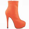 Women Boots Autumn Winter Fashion 14cm Sexy Ankle Boots Leather Pumps Round Toe Platform High Heels Wedding Shoes Plus Size 43