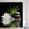 Шторка для душа Zen Lotus Водный Будда Медитация Черный Камень Капли Бабочка Черно-белый Декор Ванной Комнаты Полиэстер Шторка для Ванны