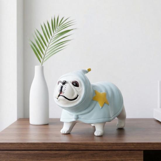 Desktop Resin Ornaments French Bulldog Figurine, Macaron Color Statue, Cute Dog Desk Decor Childrens Room Decorations for Bedroom Living Kids