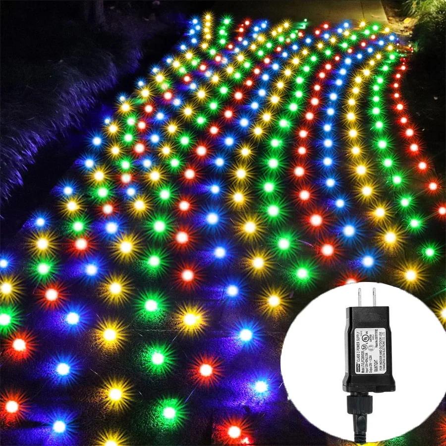 Thrisdar DC24V 3X2M Уличные рождественские гирлянды из сетки 200 светодиодов Водонепроницаемая подвесная оконная занавеска Сказочная гирлянда