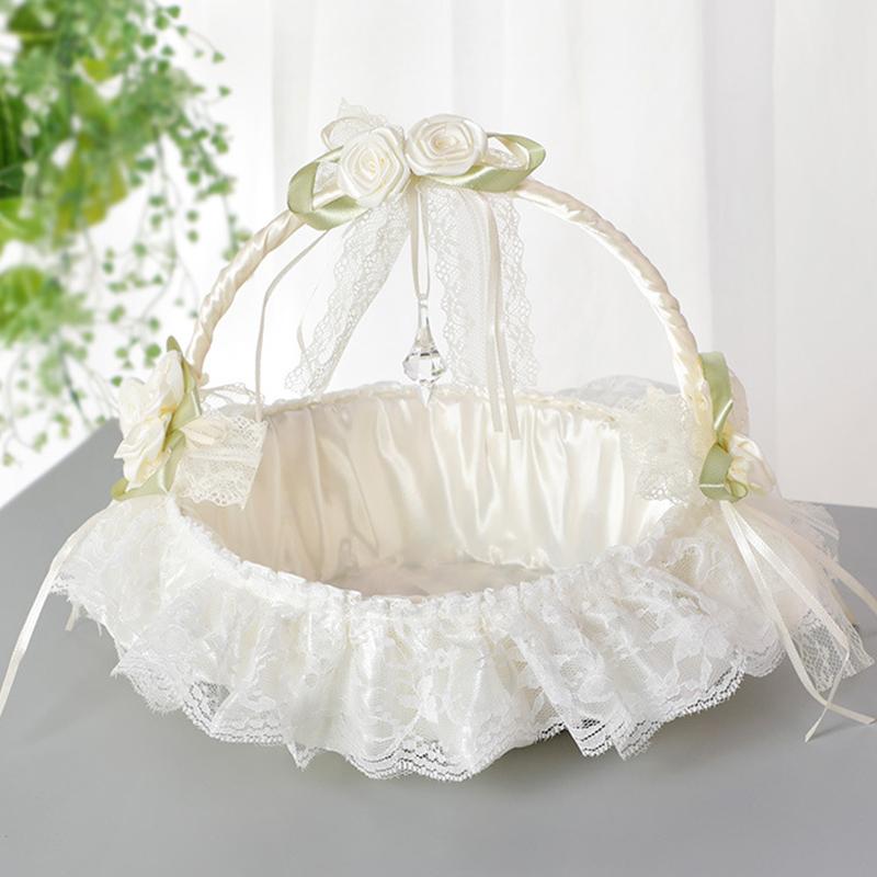 Свадебная цветочная корзина, украшение для корзинки для девочки-цветочницы, украшение для свадебной церемонии, корзина