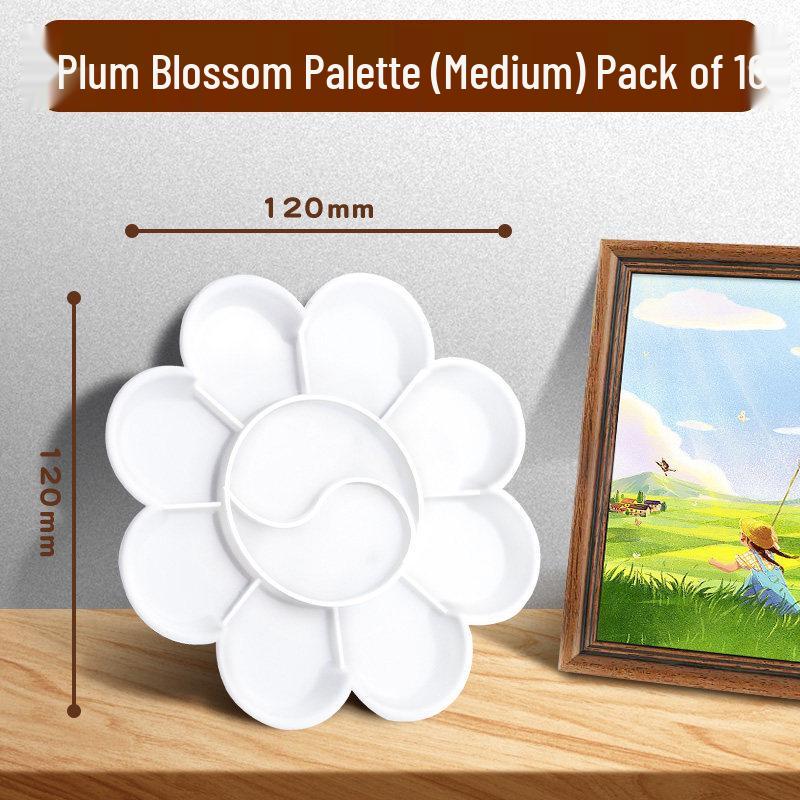 Plum Blossom Color Mixing Palette for Painting - Large Gouache and Watercolor Dish for Art Students and Children