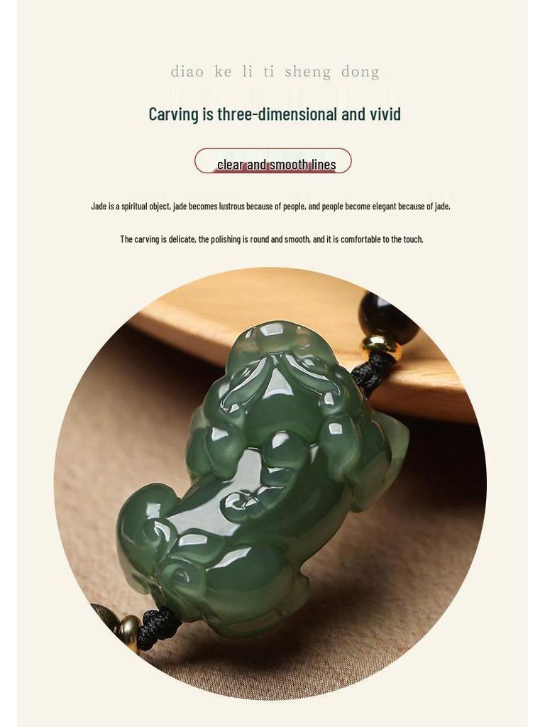 Браслет-оберег Пиксю из нефрита Хэтянь, привлекающий богатство, для пар - Нефрит и бисерная ручная веревка, украшения для женщин и мужчин.