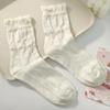 Simple White Socks Versatile Lovely Bowknot Small Flowers Women's Medium Tube Socks Kawaii Harajuku Jk Lolita Girls Cotton