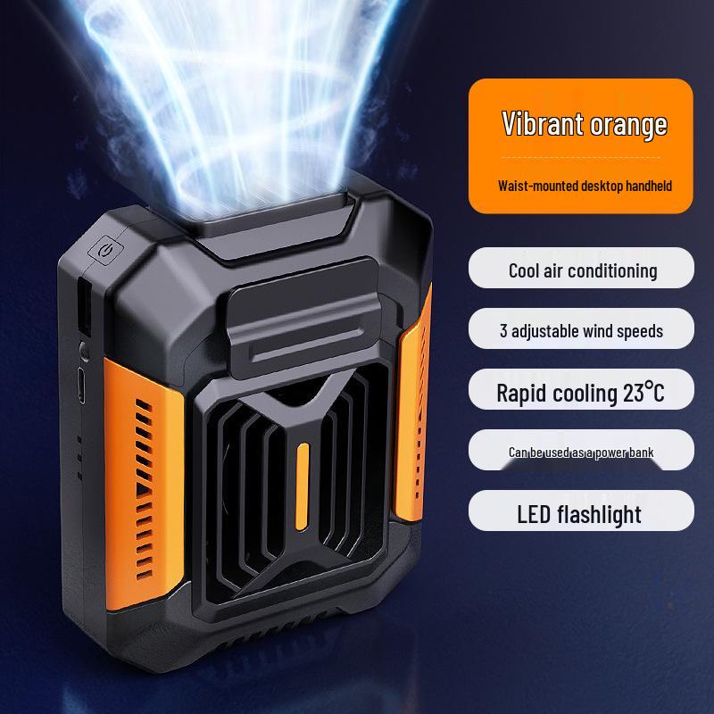 Portable Rechargeable Waist-Hanging Electric Fan: Large Capacity, Strong Wind, Outdoor Cooling