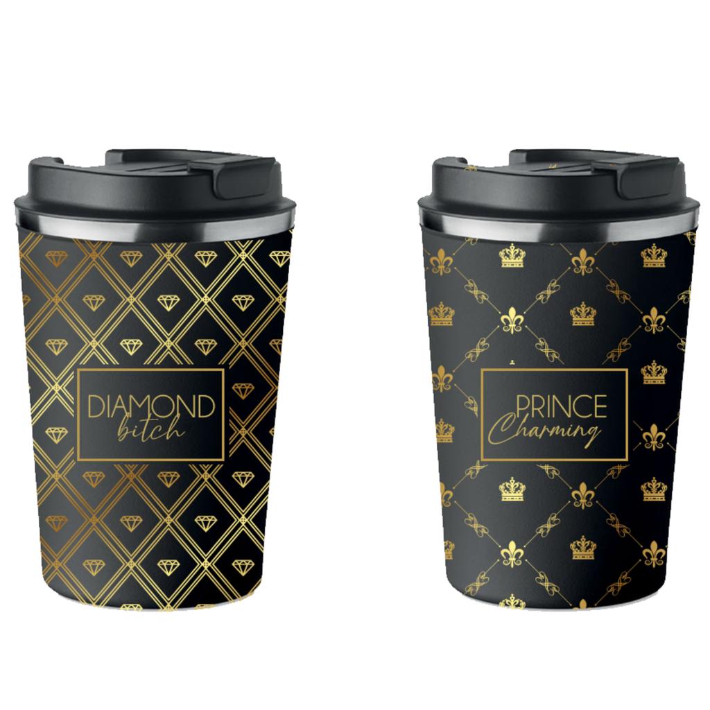 Komplet 2 kubków termicznych premium diamond bitch prince king 350ml kt_068