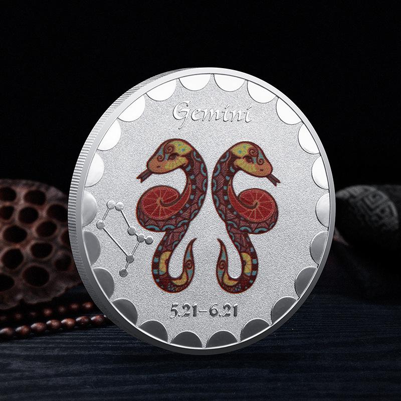 Памятные монеты Двенадцати Созвездий, Европейские и Американские, Боги Солнца и Луны, Счастливые, Красочные, Для Любителей Созвездий, Коллекционные Серебряные Монеты