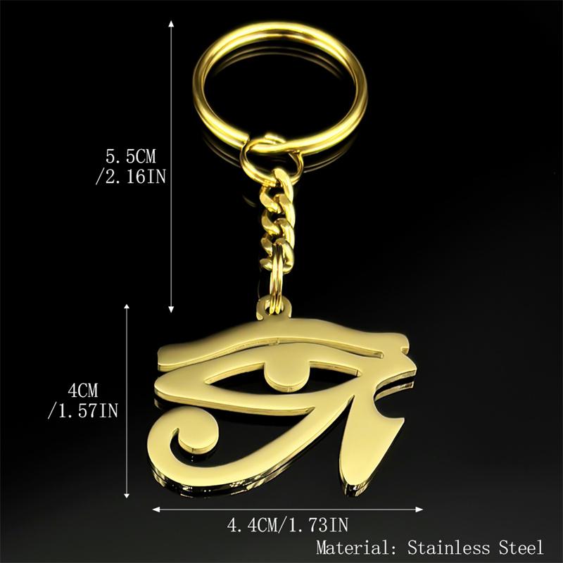 Stainless Steel Egyptian Eyes Key Chain for Women Men Statement Mythology Eye of Ra Horus Symbol Car Key Ring Jewelry