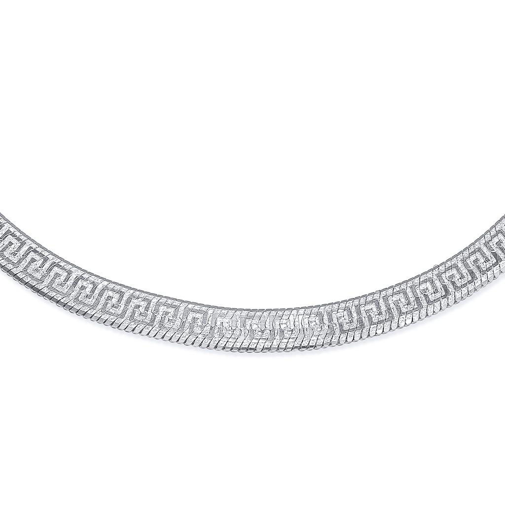 Гибкий двусторонний плоский греческий ключ ожерелье-елочка из стерлингового серебра для Made in 16 дизайн без содержания никеля. .925 Женщины, Италия, дюймы,