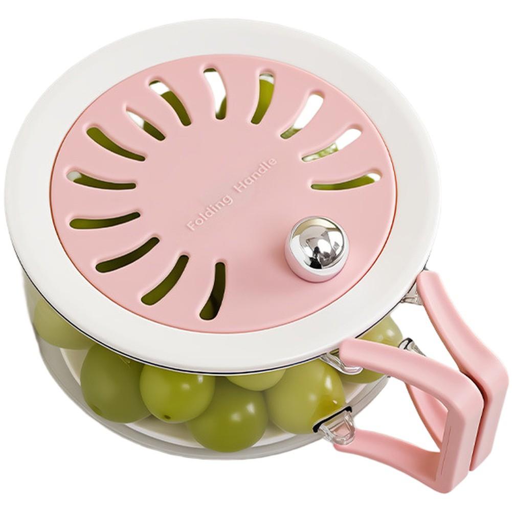 Fine Drainage Holes Drain Basket Fruit Washing Bowl Lid With Handle