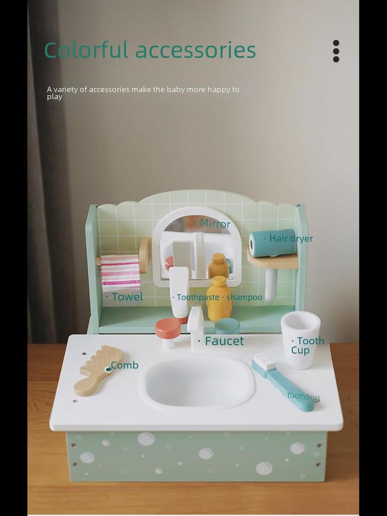 Wooden Playset: Children's Interactive Parent-Child Dressing Table Toy for Girls