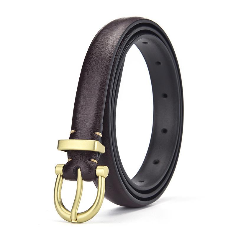 Woman Pu Fashion Leather Belt With Round Metal Buckle For Casual And Office Wear