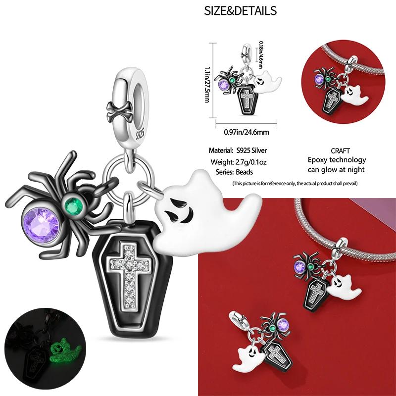 Новый Медный Хэллоуин Ведьма Скелет Летучая мышь Шарм Цепь Из Бусин Подходит Оригинальный Браслет DIY Женские Украшения