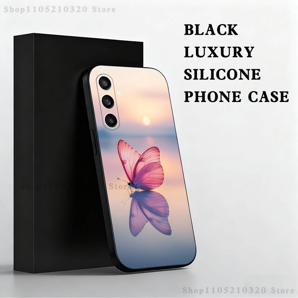 butterfly pattern Phone Case For Samsung S 25,24,23,22,30,21,10,9,Ultra,Plus,Lite,FE,4,5 G Black Soft Case