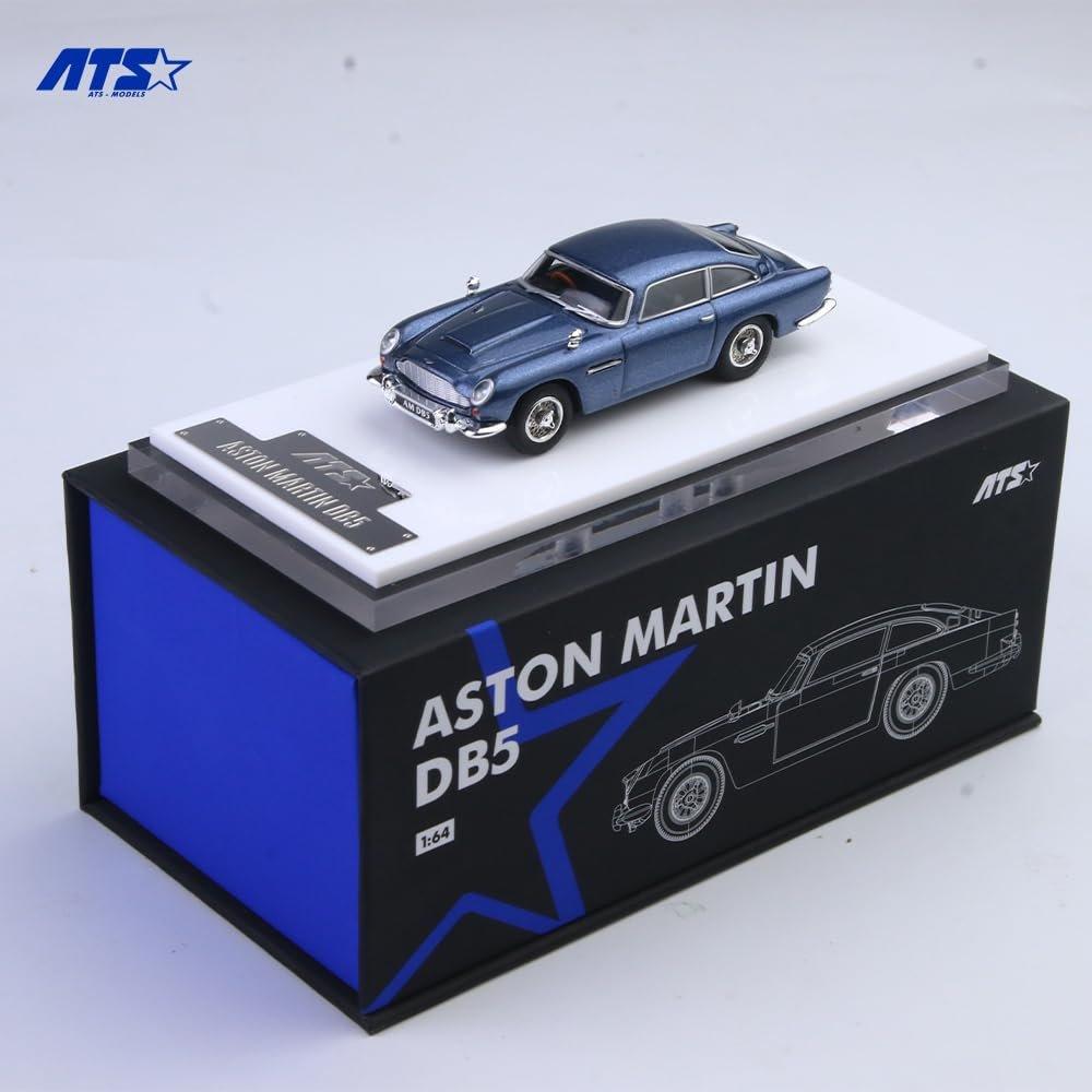 Hobby JAPAN ATS-MODELS 1/64 Aston Martin DB5 Blue Diecast Model Car ATS881204 Premium Miniature Car with Display Case