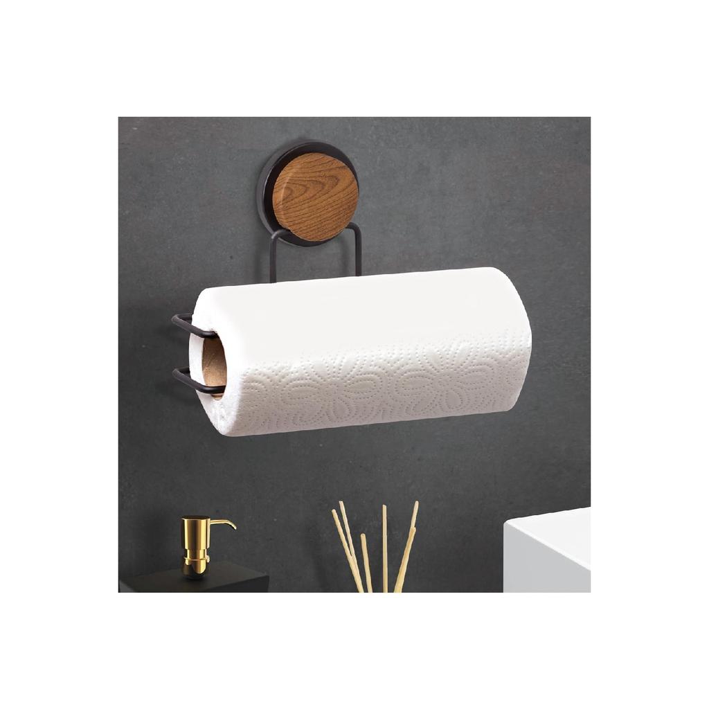 Wood Pattern Magic Fix Magic Sticky Black Paper Towel Holder