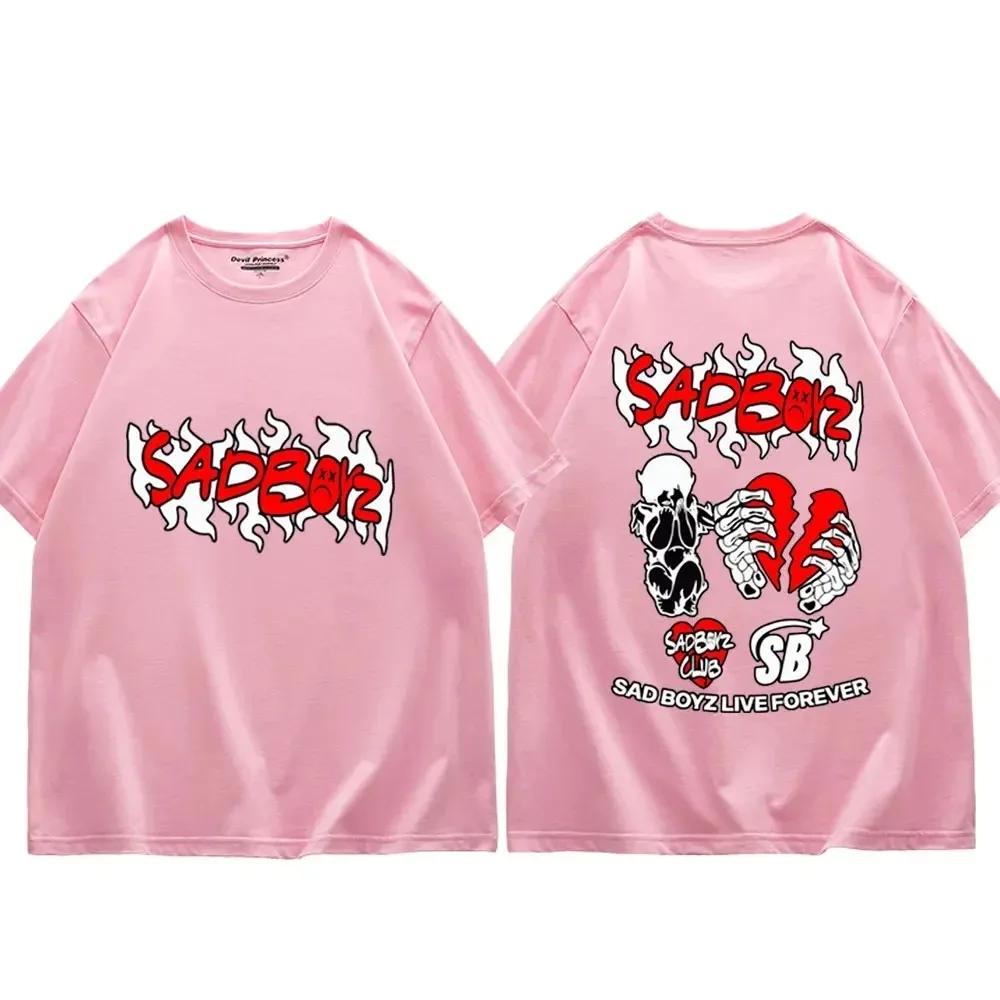 Футболки с рисунком Singer Junior H Sad Boyz 2024 года, унисекс, готическая мода, короткий рукав, футболка Harajuku Hip Hop, свободные футболки, унисекс