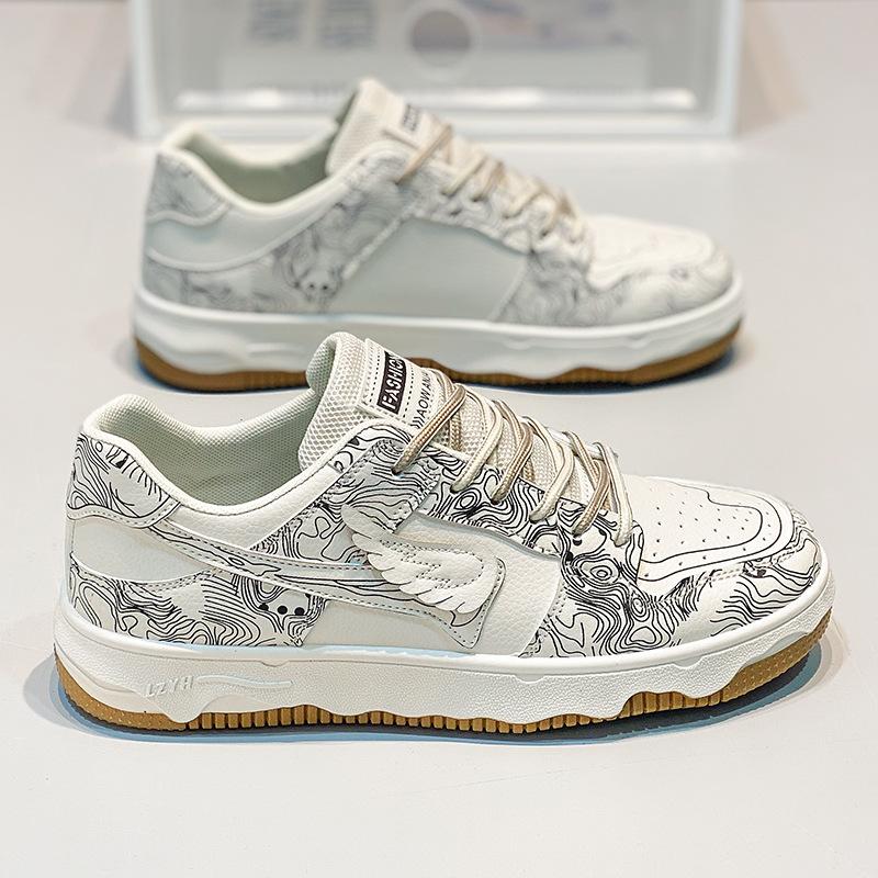 Туфли Guochao Design Thick Baseplate, модные повседневные туфли с низким верхом из дышащей кожи, мужская обувь