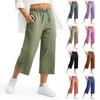 Женские повседневные однотонные брюки с эластичной резинкой на талии и карманами по низу, разрезами