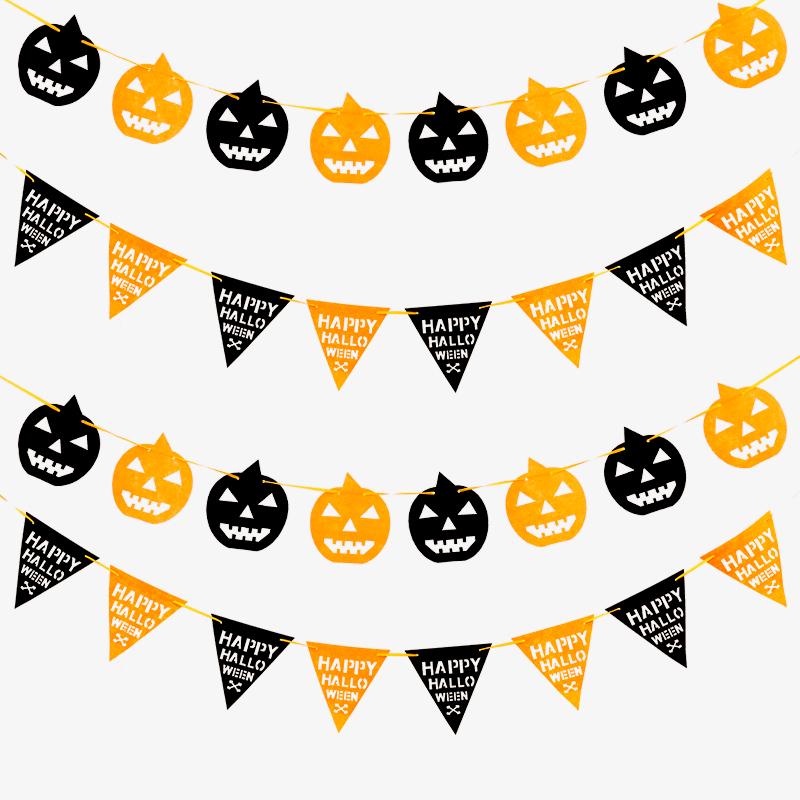 Halloween Pumpkin Lantern Hanging Flag Ornament for Bar or Door Decor Scene Props