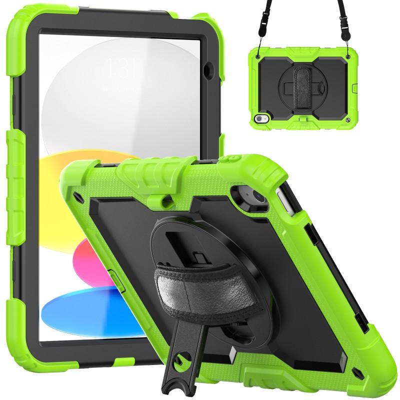 Silicone Full Cover Rotating Strap Case IPad 10th Gen 10.9 Inch Air 4/5 10.2 Color Block Design With Cushion