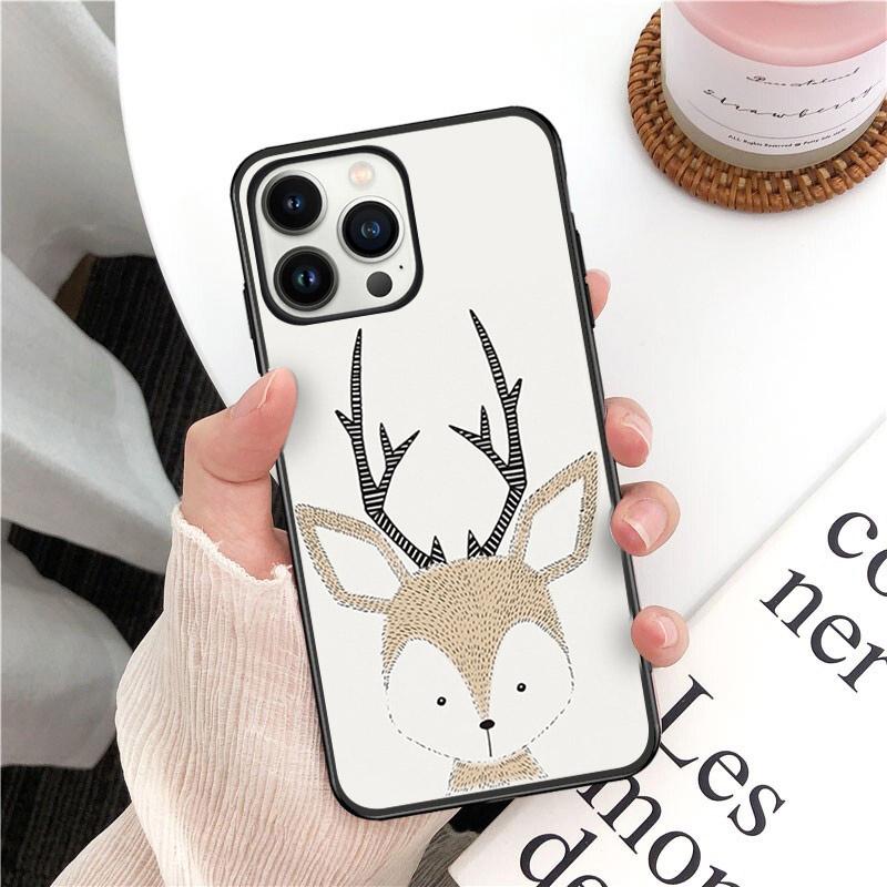 Голова животного с цветами ёж лиса чехол для телефона для iphone 14pro 11pro 12 13promax 5 6s xs 7 8plus SE xr 12mini Coque Cases